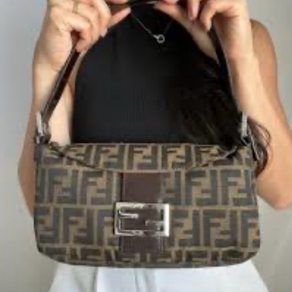 Fenini Handbags - Brown Zucca Mamma Baguette Shoulder Bag